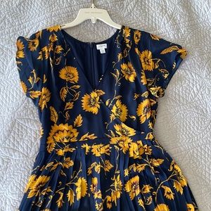 JCrew factory navy and gold size 10 midi dress